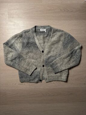 Weekday Gray Fuzzy Knit Cardigan